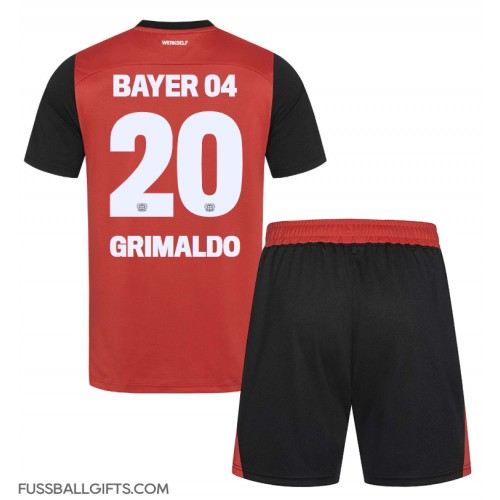 Bayer Leverkusen Alejandro Grimaldo #20 Fußballbekleidung Heimtrikot Kinder 2024-25 Kurzarm (+ kurze hosen)